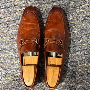 Magnanni Brown Leather Slip-On Loafers